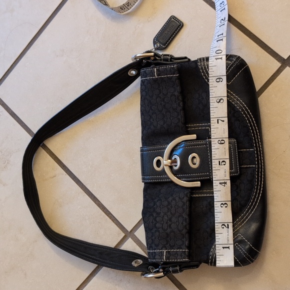 Coach Coach 3628 Vintage Soho Shoulder Bag Black Canvas Leather Monogram - Picture 13 of 14